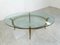 Vintage Golden Metal and Oval Glass Coffee Table, 1970s 2