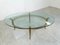 Vintage Golden Metal and Oval Glass Coffee Table, 1970s, Image 2