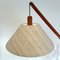 Scandinavian Teak Counter Balance Floor Lamp with Silk Shade, Image 7
