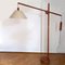 Scandinavian Teak Counter Balance Floor Lamp with Silk Shade, Image 2
