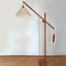 Lampadaire Counter Balance Scandinave en Teck avec Abat-Jour en Soie 1