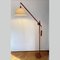 Lámpara de pie escandinava de teca con contrapeso con pantalla de seda, Imagen 3