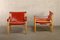 Sirocco Safari Armchairs in Red Leather and Ash by Arne Norell for Arne Norell AB, Sweden, 1990s, Set of 2 3