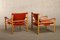 Sirocco Safari Armchairs in Red Leather and Ash by Arne Norell for Arne Norell AB, Sweden, 1990s, Set of 2 8