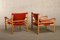 Sirocco Safari Armchairs in Red Leather and Ash by Arne Norell for Arne Norell AB, Sweden, 1990s, Set of 2, Image 8