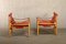 Sirocco Safari Armchairs in Red Leather and Ash by Arne Norell for Arne Norell AB, Sweden, 1990s, Set of 2 4