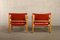 Sirocco Safari Armchairs in Red Leather and Ash by Arne Norell for Arne Norell AB, Sweden, 1990s, Set of 2 7