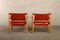 Sirocco Safari Armchairs in Red Leather and Ash by Arne Norell for Arne Norell AB, Sweden, 1990s, Set of 2, Image 7