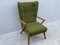 Mid-Century Armchair with Moss Green Upholstery 9