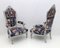 Italian Neoclassical Armchairs with Fornasetti Linen Fabric, 1950s, Set of 2 2