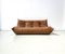 French Togo Sofa in Dark Cognac Leather by Michel Ducaroy for Ligne Roset 1