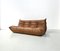 Canapé Togo en Cuir Cognac Foncé par Michel Ducaroy pour Ligne Roset, France 6