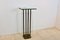 Mesa de pedestal minimalista de latón y vidrio atribuida a Peter Ghyczy, años 70, Imagen 9