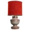 Large Red Taupe Ceramic Table Lamp, 1960, Image 1
