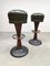 French Café Bar Stools in Green Leather, 1970s, Set of 4 4