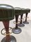 French Café Bar Stools in Green Leather, 1970s, Set of 4 3