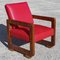 Roter Vintage Sessel aus Holz, 1930er 1