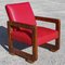 Vintage Red Armchair in Wood, 1930s, Image 1