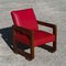 Vintage Red Armchair in Wood, 1930s, Image 9