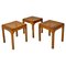 Italian Mid-Century Modern Square Stools in Wood and Vienna Straw, 1960s, Set of 3 1