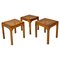 Italian Mid-Century Modern Square Stools in Wood and Vienna Straw, 1960s, Set of 3, Image 1