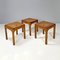 Italian Mid-Century Modern Square Stools in Wood and Vienna Straw, 1960s, Set of 3, Image 2