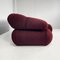 Italian Modern 3-Seater Sofa in Burgundy Teddy Fabric, 1970s 6