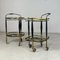 Black Glass and Brass Bar Trolley Set, Set of 2 3