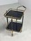 Black Glass and Brass Bar Trolley Set, Set of 2 5