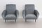 Fauteuils en Velours Bleu Gris, 1950s, Set de 2 1