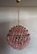 Spherical Murano Glass Candelier with 140 Pink Glasses 14