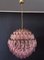 Spherical Murano Glass Candelier with 140 Pink Glasses 1