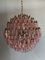 Kugelförmiger Kronleuchter aus Muranoglas mit 140 rosa Gläsern 15