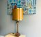 Große Buffet Tischlampe aus bernsteinfarbenem Acrylglas im Regency Stil mit braunem Trommellampenschirm, 1970er 4