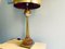 Large Regency Style Amber Acrylic Glass Buffet Table Lamp with Brown Drum Lampshade, 1970s 6