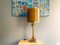 Grande Lampe de Bureau Style Regency en Verre Acrylique Ambré avec Abat-Jour Tambour Marron, 1970s 1