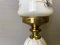 Small Portuguese Space Age Ceramic, Brass & White Handpainted Glass Table Lamp, Image 7