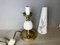 Small Portuguese Space Age Ceramic, Brass & White Handpainted Glass Table Lamp 4