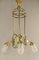 Art Deco Brass Chandelier with Lead Crystal Shades, 1920s 2