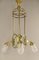Art Deco Brass Chandelier with Lead Crystal Shades, 1920s, Image 2