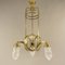 Art Deco Brass Chandelier with Lead Crystal Shades, 1920s 10