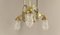 Art Deco Brass Chandelier with Lead Crystal Shades, 1920s 3