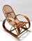 Postmodern Bamboo Rocking Chair with Red, Black and White Fabric Upholstery, 1970s 2