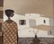 Terrace Sightings, Oil Painting, 1950s, Framed 10