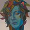 Natasha Lelenco, Blaue Madonna mit Blumen und Insekten, 2021, Acryl auf Leinwand 2