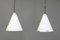 Conical White Pendant Lights, 1950s, Set of 2 1