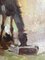 Gùo, Paysans et chevaux avec charrettes dans un champs, Oil on Cardboard, Framed 7