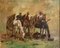Gùo, Paysans et chevaux avec charrettes dans un champs, Oil on Cardboard, Framed 2