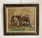 Gùo, Paysans et chevaux avec charrettes dans un champs, Oil on Cardboard, Framed 1