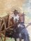 Gùo, Paysans et chevaux avec charrettes dans un champs, Oil on Cardboard, Framed 6